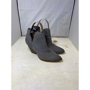 Frye Boots Womens 7.5 Reina Cutout Bootie Gray Nubuck Chunky Block Heel Western